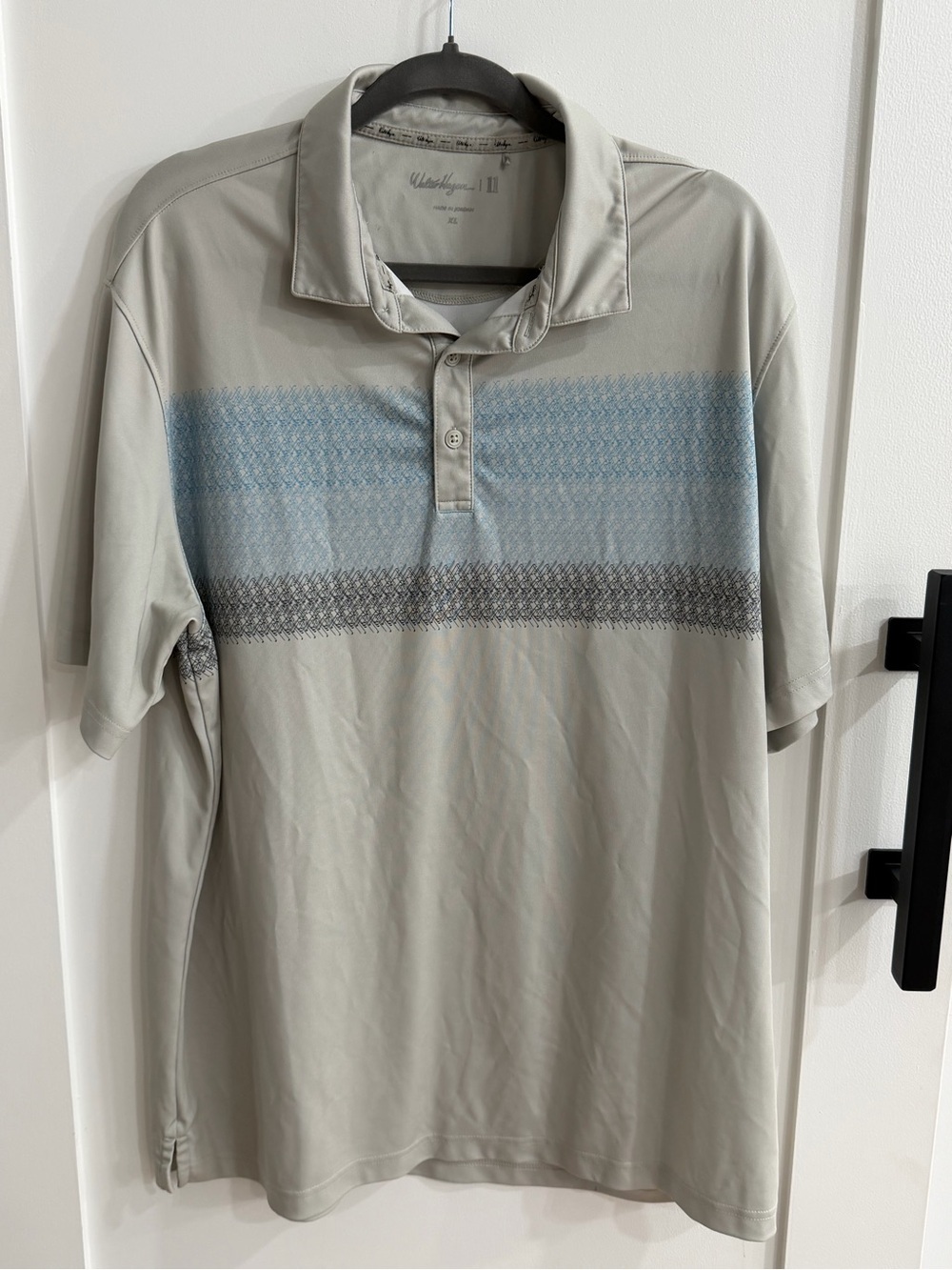 Walter Hagen Performance 11 Golf Polo Shirt Men's XL Gray Blue Geometric Stripe